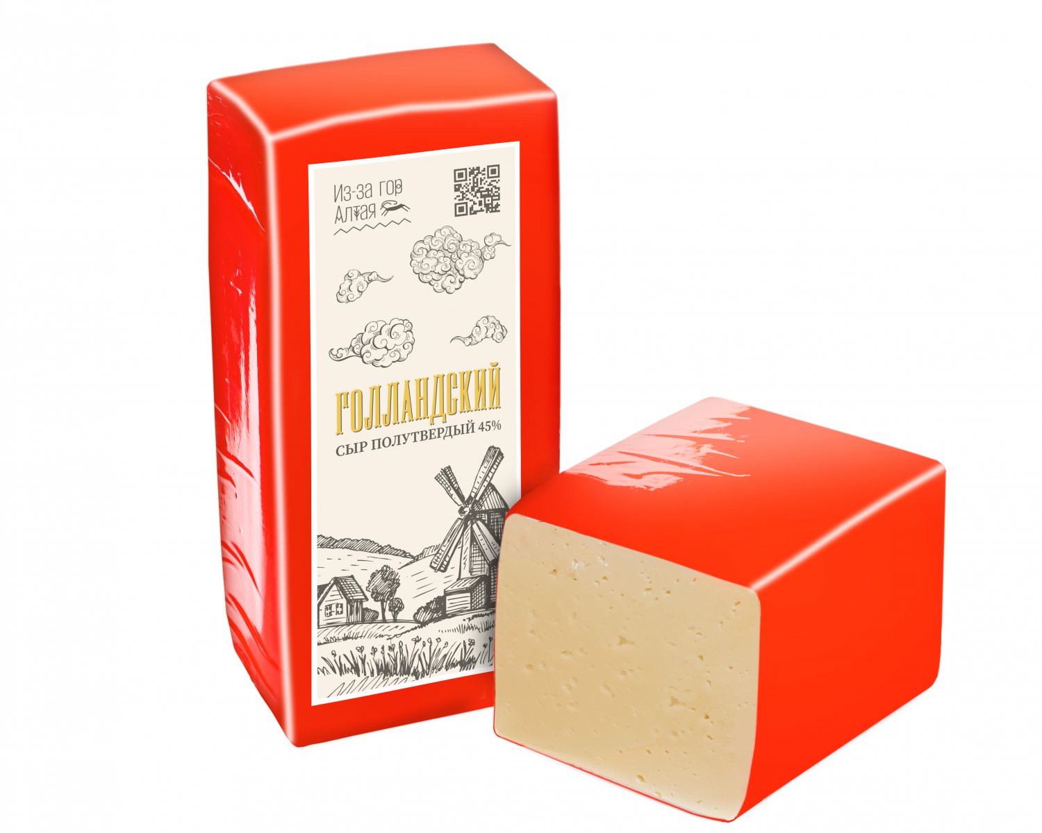 картинка Голландский сыр ТМ ИЗ-ЗА ГОР АЛТАЯ 45 % брус (М)