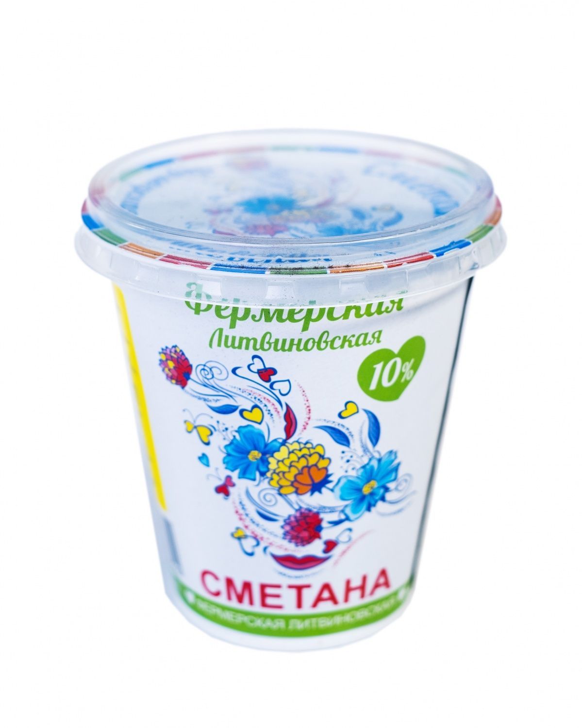 картинка Сметана Фермерская Литвиновская 10 % 0,300 кг.стакан